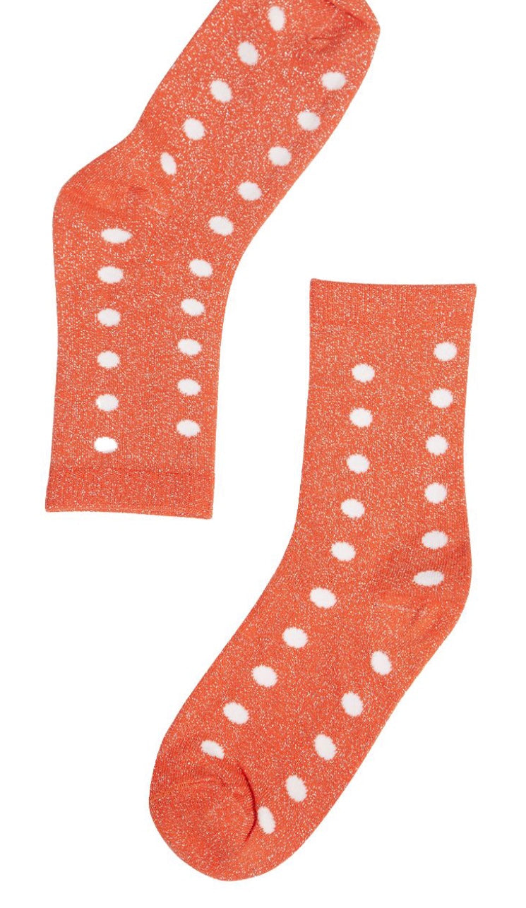 Polka Dot Sparkly Orange Socks