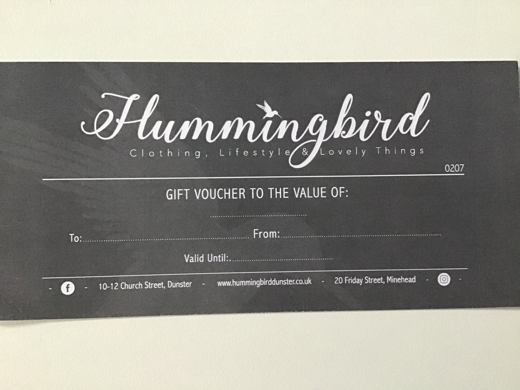 Hummingbird Gift Voucher