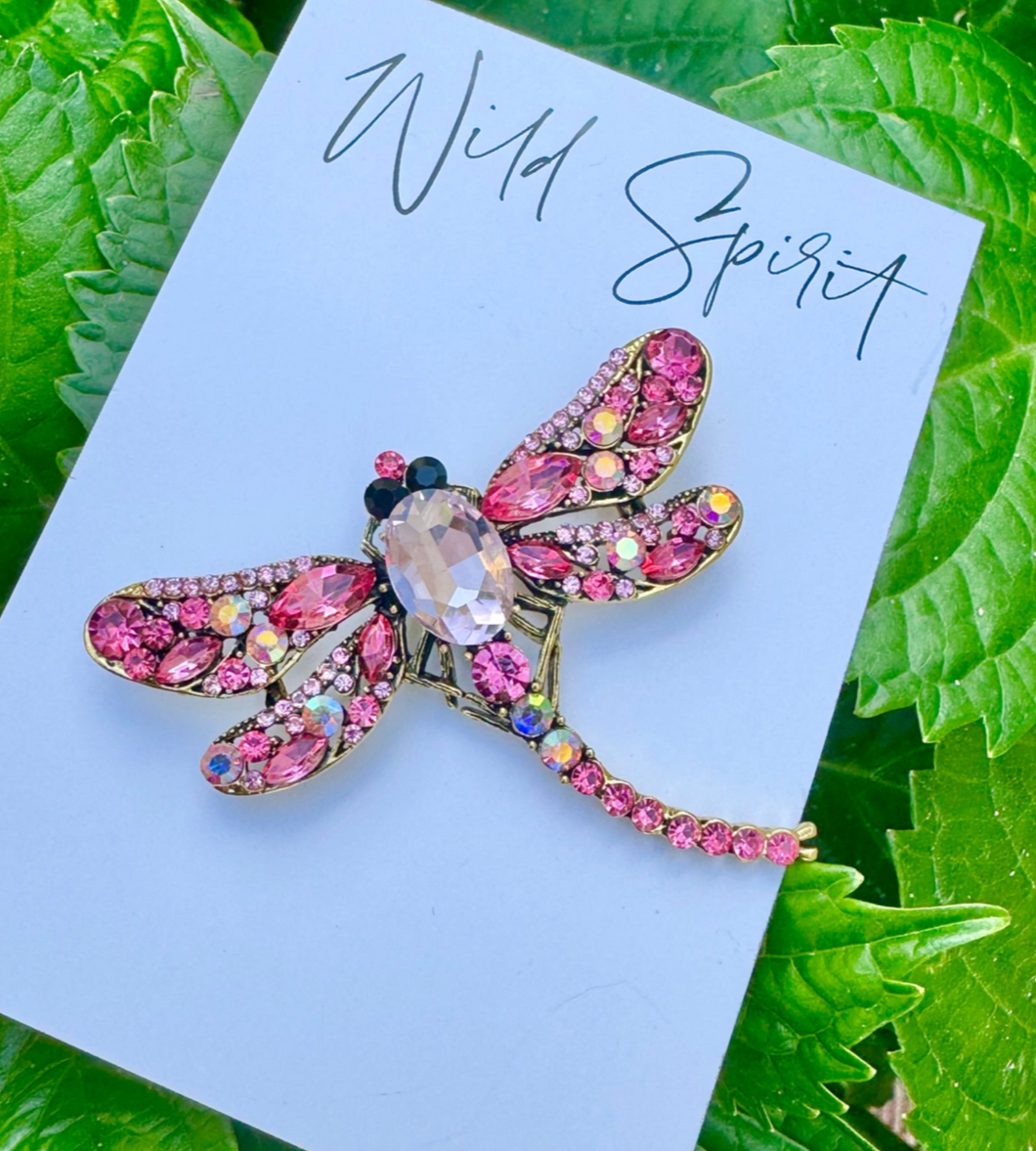 Wild Spirit Pink Dragonfly Brooch