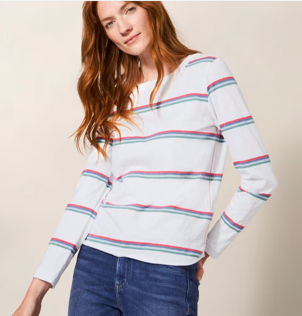 White Stuff Cassie Stripe Long Sleeve Top