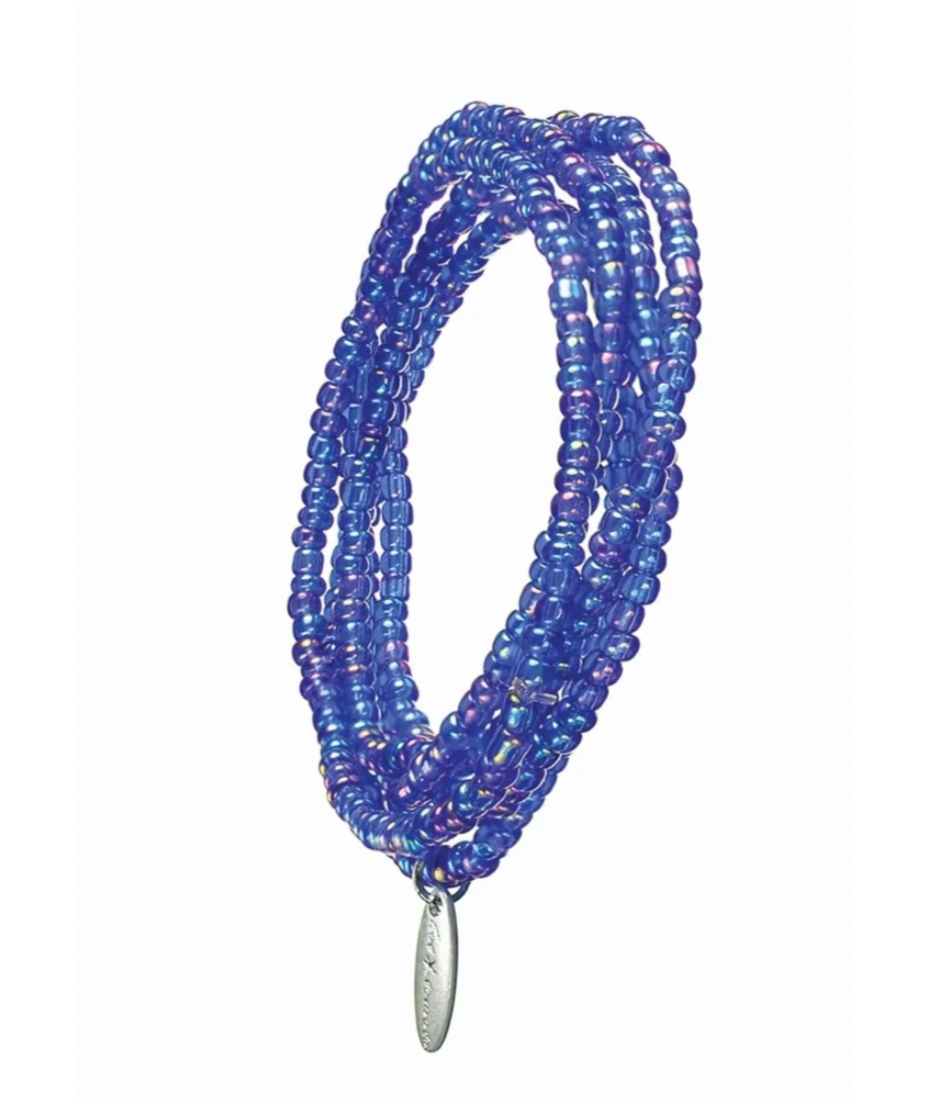 Cobalt Blue Seed Bead Elasticated Bracelet