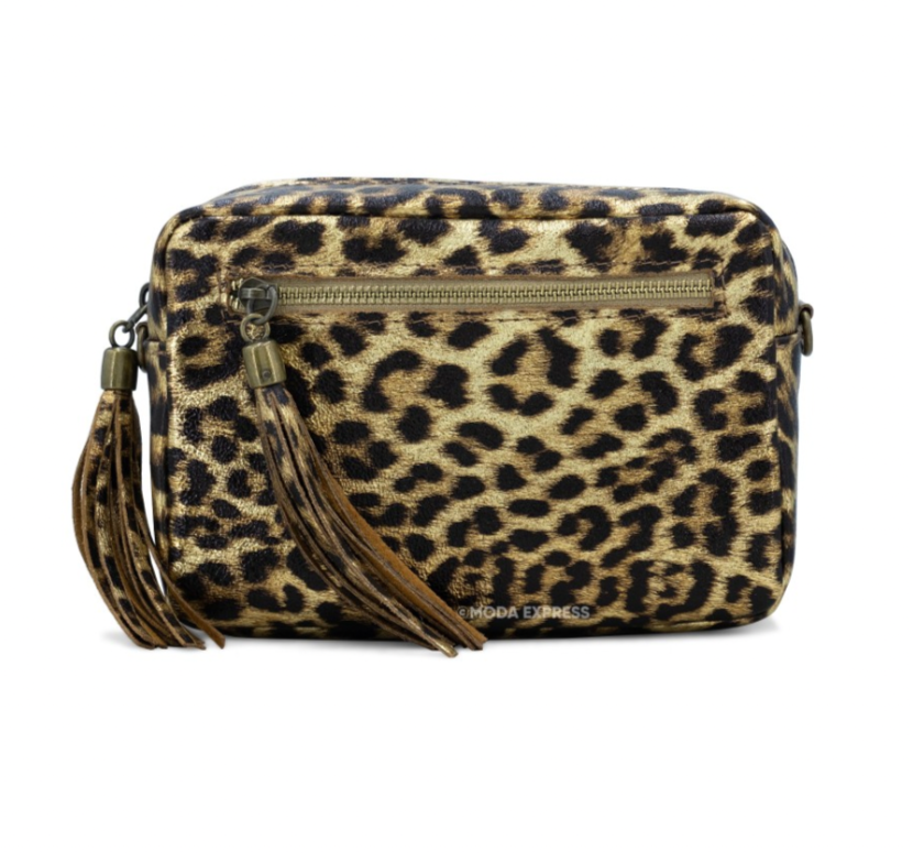 Animal Print Metallic Leather Bag