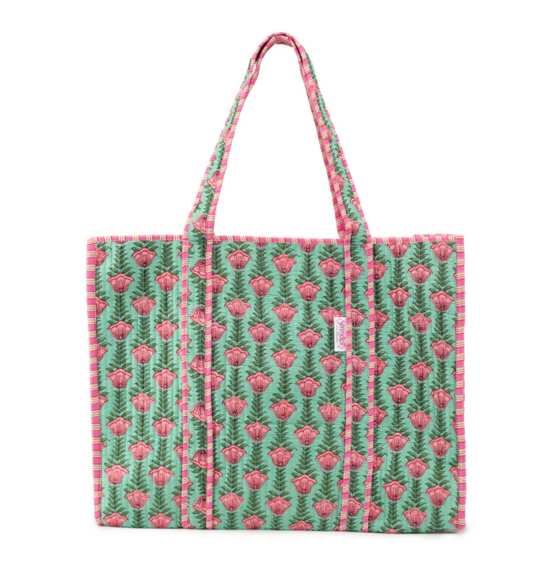 Elie Beaumont Serendipity Tote Bag Green Lotus