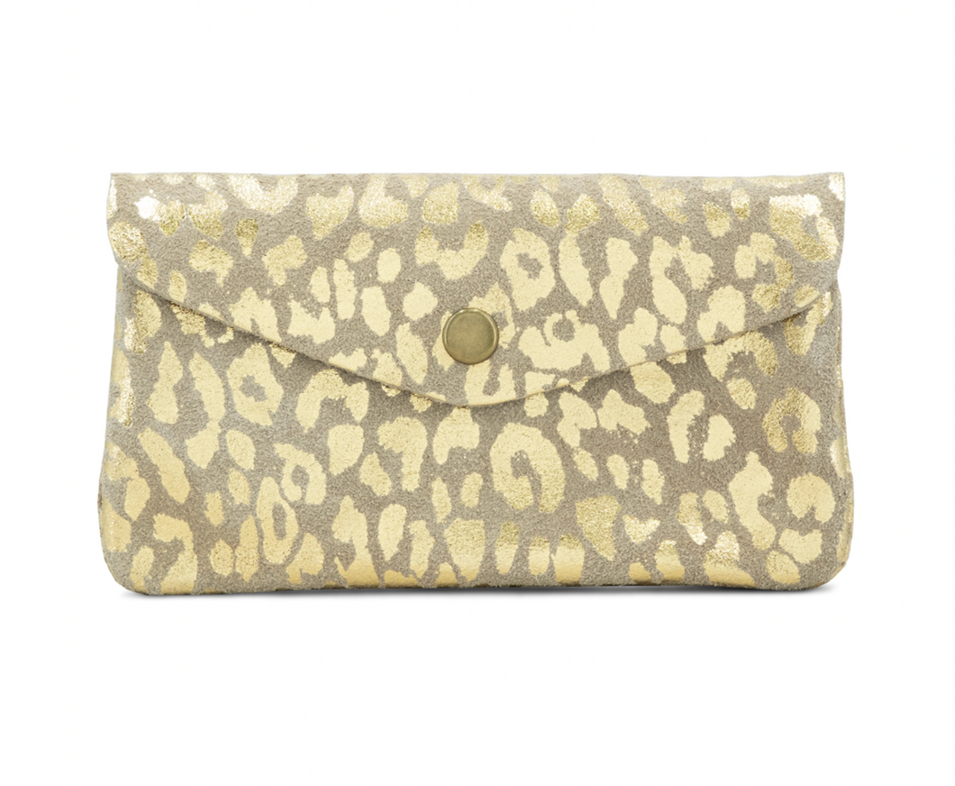 Metallic Leather Animal Print Purse