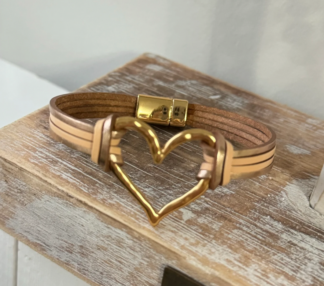 Wild Spirit Gold Heart Cuff Bracelet