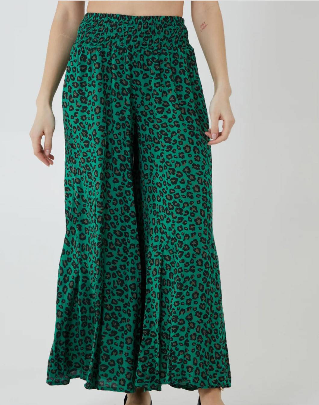 Wide Leg Leopard Print Trousers