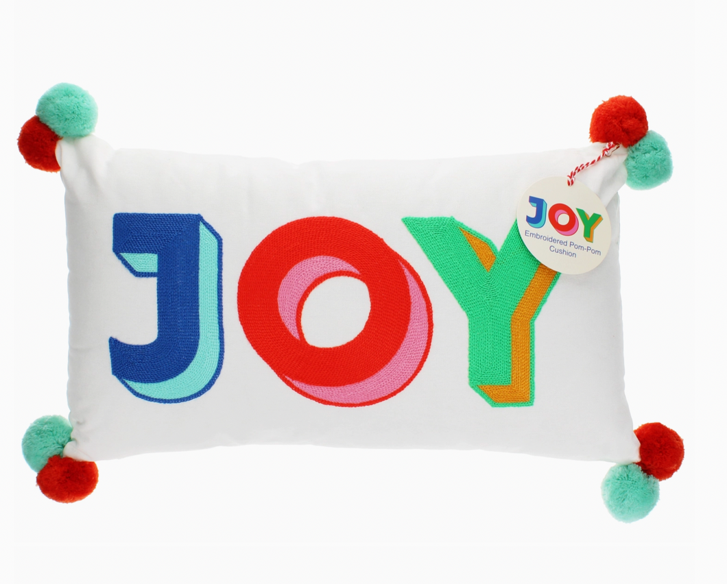 Embroidered Joy Cushion