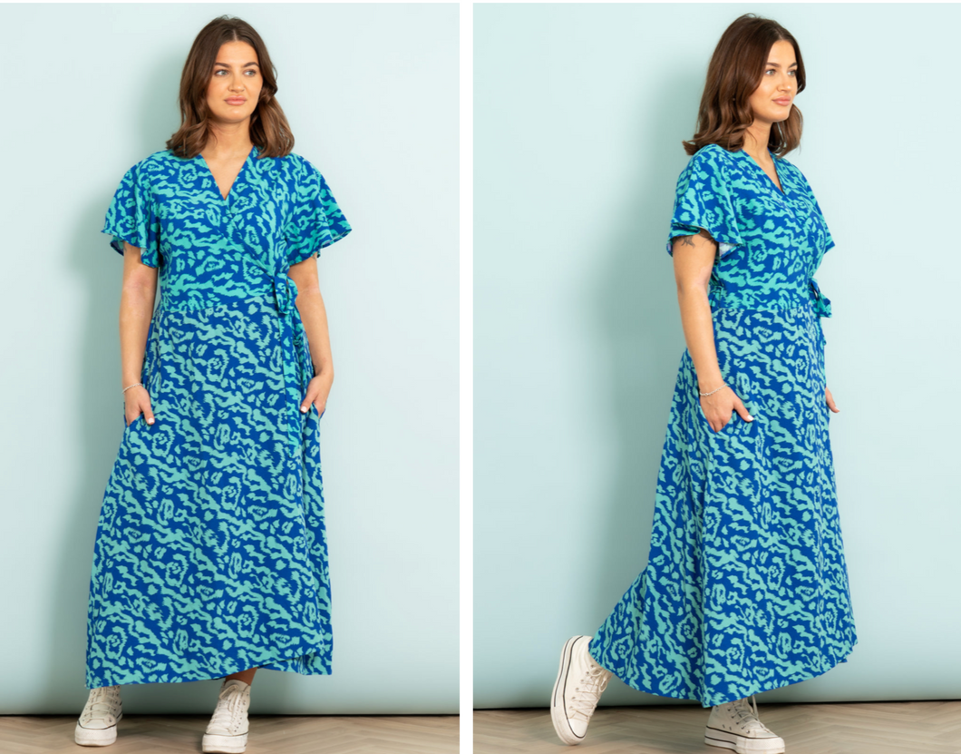 Blue Leopard Warp Dress