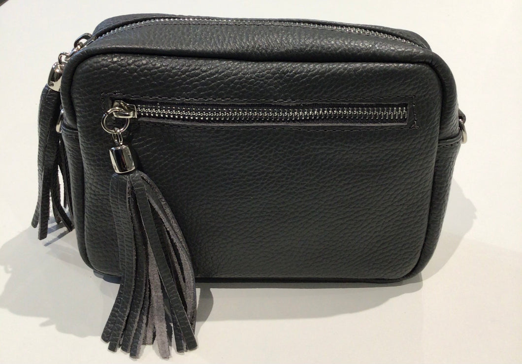 Black Leather Cross Body Bag