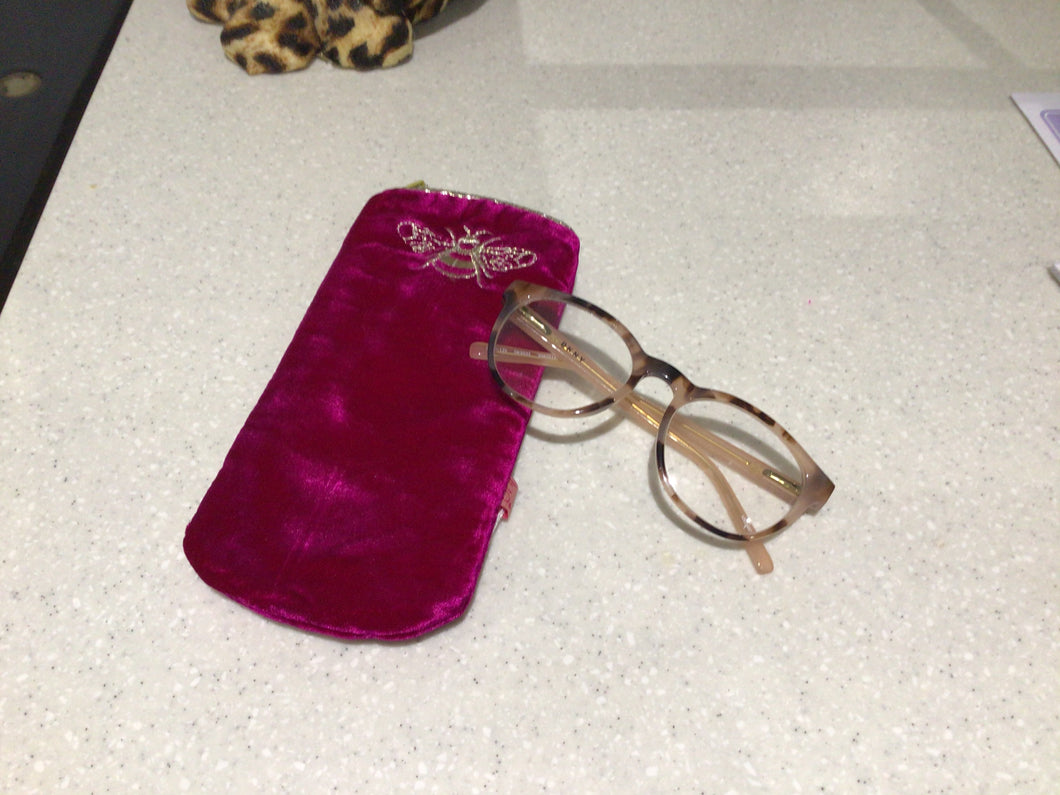 Pink Velvet Glasses Case