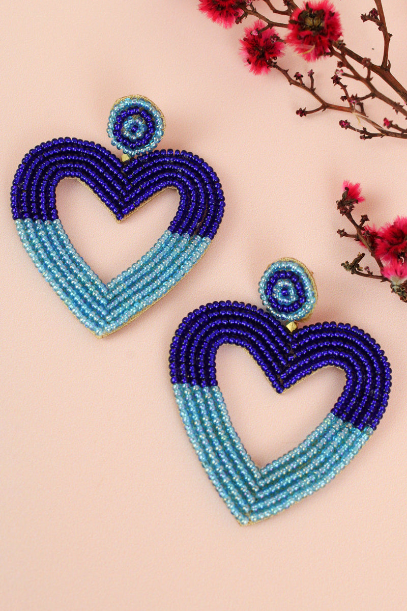 My Doris Two Tone Beaded Heart Earrings