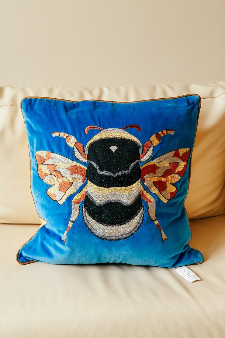 My Doris Embroidered Bee Cushion